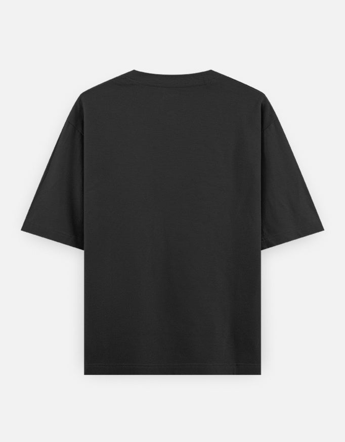 Plain back view of black Dharma Oversized T-Shirt