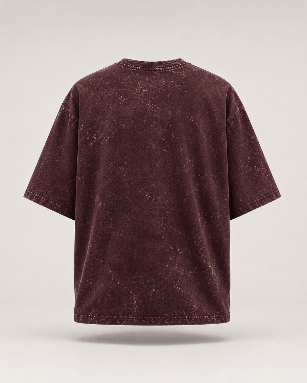 Product-only back view of Maroon Acid Washed Oversized Tee