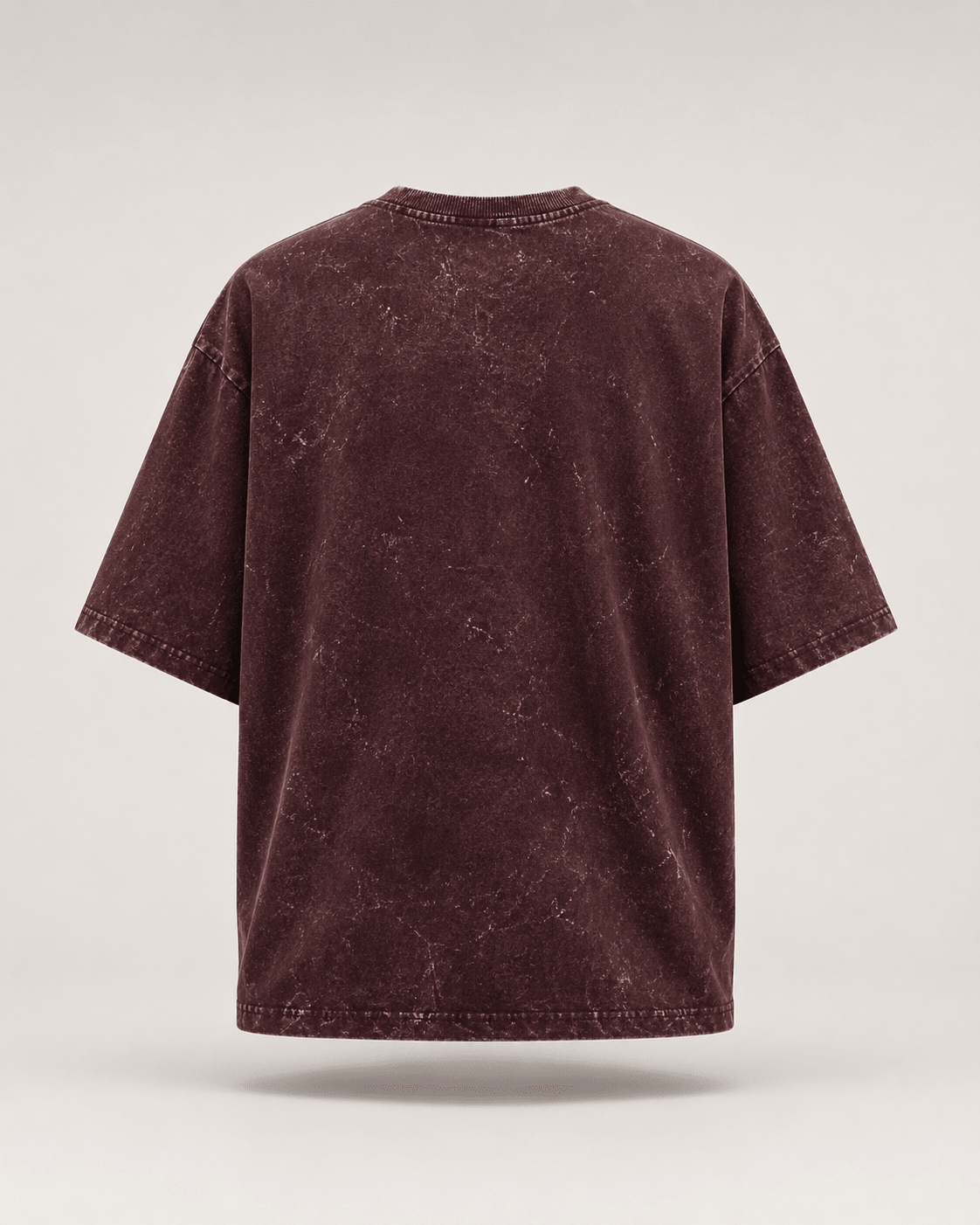 Product-only back view of Maroon Acid Washed Oversized Tee